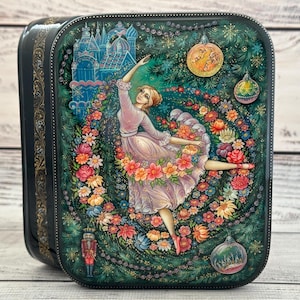 Caja de laca ucraniana exclusiva, escuela de pintura artística Kholui, cuento de hadas, hecha a mano, caja de joyería, decoración del hogar, caja de regalo