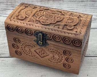 Ecological Wood Jewelry Box Wooden Jewelry Box Handmade Hand Crafted Walnut Wood Jewelry Box Hand Carved Ukrainian Wedding Gift Home Decor