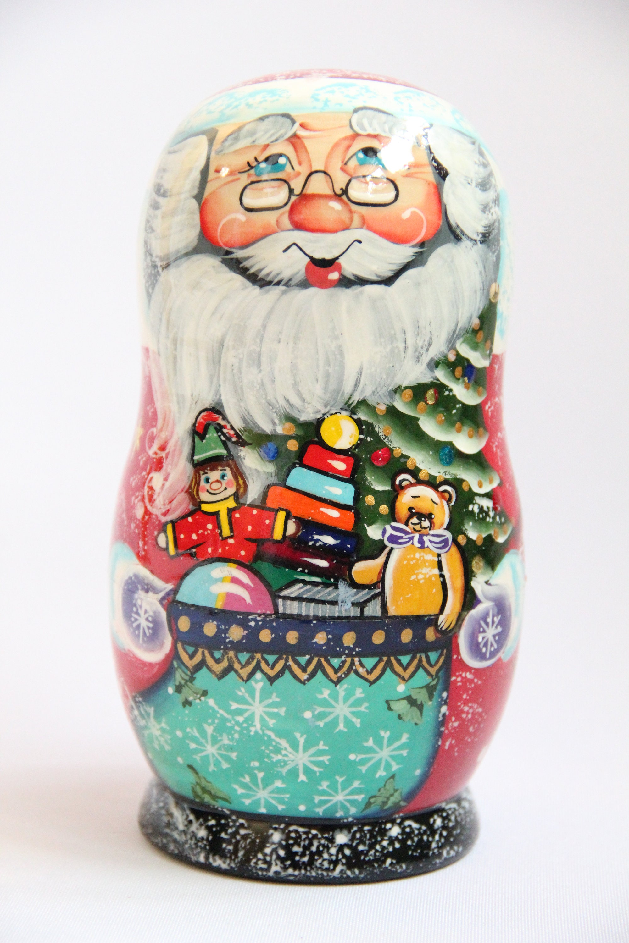 Medium Size Santa Nesting Doll With Set Of Christmas Etsy
