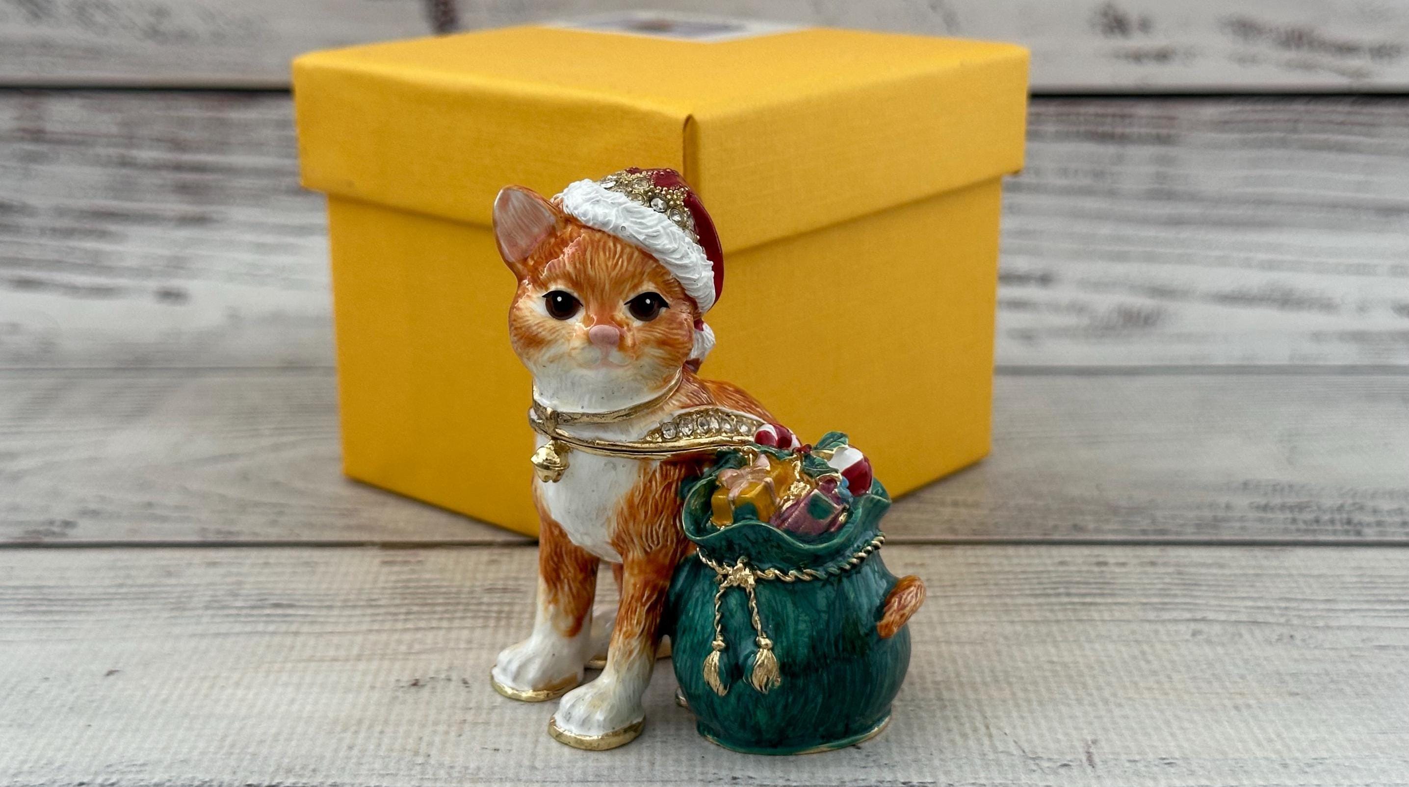 Ukrainian Faberge Style Cat Figurine 2.75