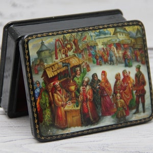 Ukrainian Lacquer Box, Fedoskino Art Painting School, Portrait, Handmade, Jewelry Box, Home Decor, Gift Box