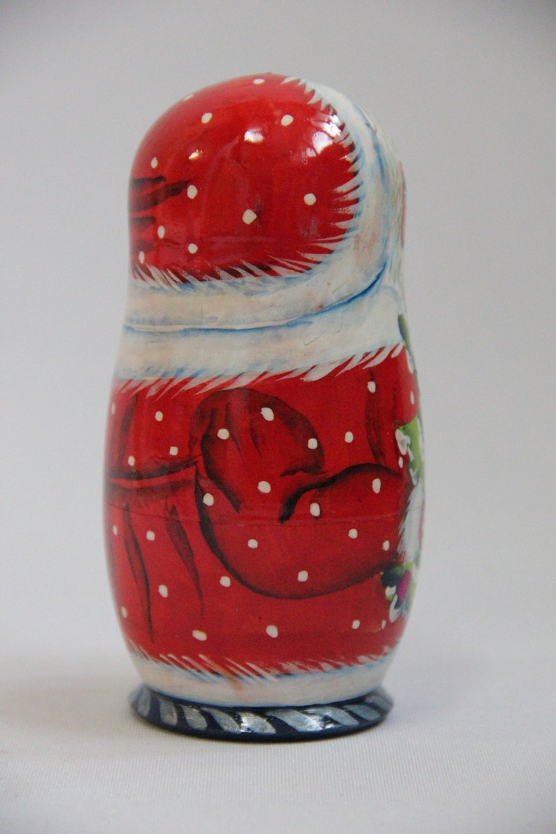 Small Size Santa Wooden Nesting Doll 4.92 Hand Painted Etsy