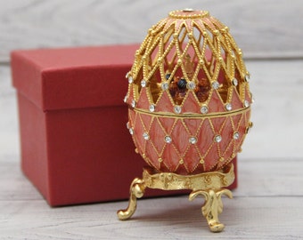 Faberge Style Christmas Egg: Enamel & Swarovski Crystal Ornament