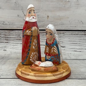 Hand Carved Ukrainian Santa Claus, Painted Linden Wood Ded Moroz
