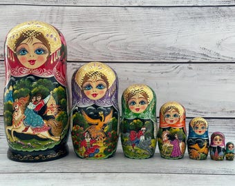 Muñeca rusa ucraniana pintada a mano, 7 piezas