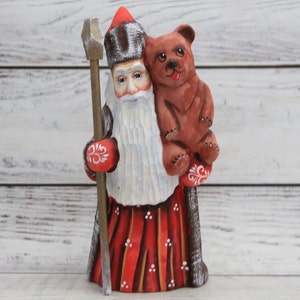 Ukrainian Carved Santa 7.87&quot;, Father Frost, Wooden Santa, Hand Carved Hand Painted Christmas Gift, Home Decor, Christmas Gift, Gift for Her