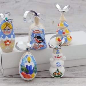 Wooden Christmas Tree Ornaments, Hand Painted, Home Decor, Christmas Gift, Christmas Decorations, Christmas Ornaments MADE in UKRAINE