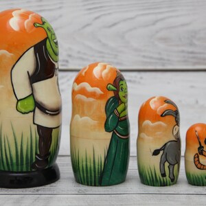 MADE in UKRAINE Cartoon Heroes Nesting Doll 4.72'' or 12 cm Hand Painted Doll 5pieces Funny Gifts Kids Gift Toy image 2