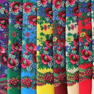 Wool Scarf Slavic Babushka Floral Scarf Ethnic Chale Russe Modern Chic Boho Styling with Classic Timeless Floral Design Gift for Her