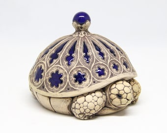Ceramic Turtle Figurine, Collectible Sculpture, Home & Garden Decor