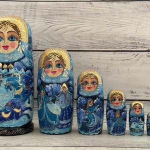 Top Quality Ukrainian Hand Painted Nesting Doll 8.07&#39;&#39; or 20.5 cm, Ukrainian Doll 7 pcs, Wooden Toy, Home Decor, Kids Gift, Kids Room Decor