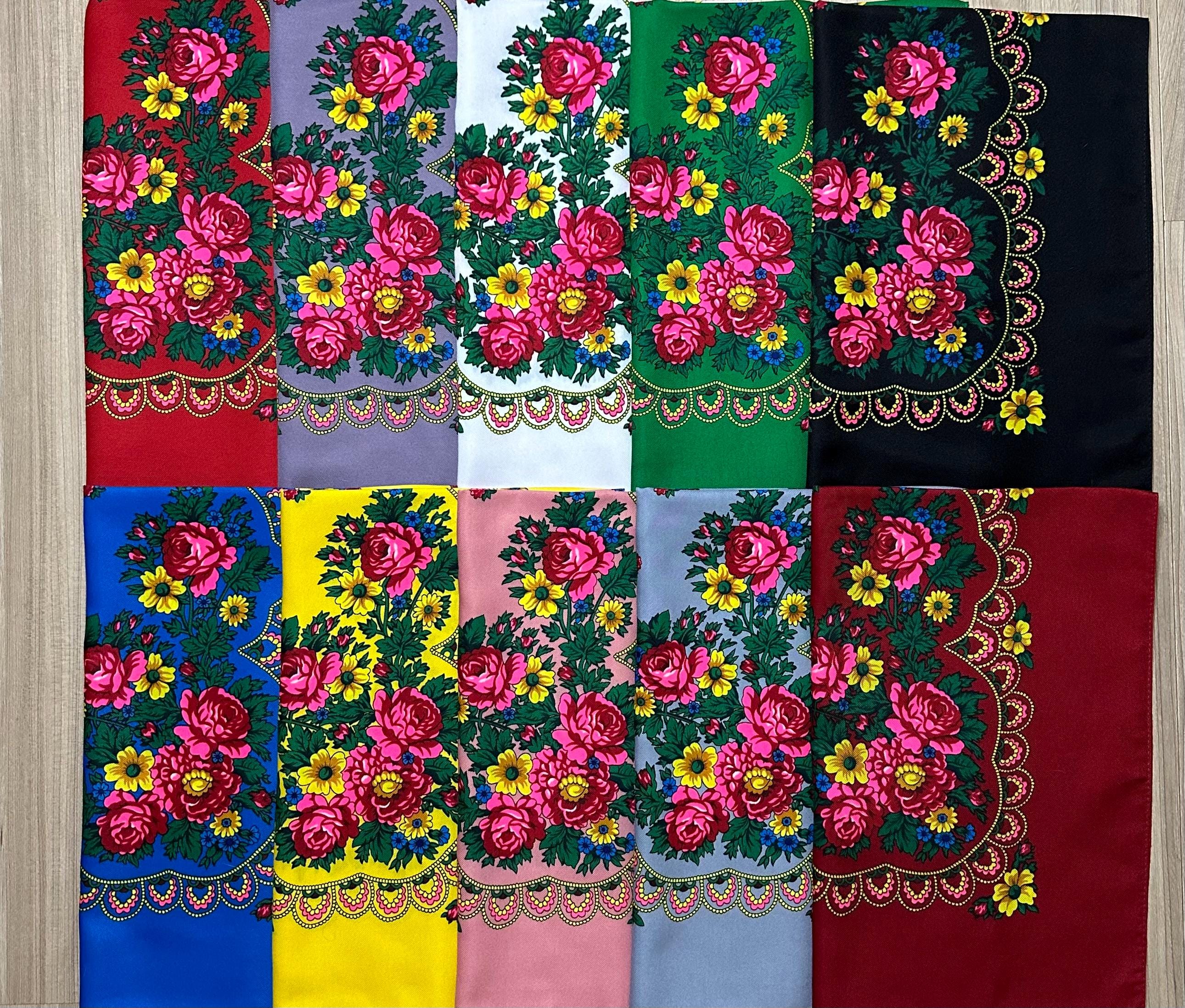 MADE IN UKRAINE Slavic Babushka Floral Scarf Wool Scarf Modern