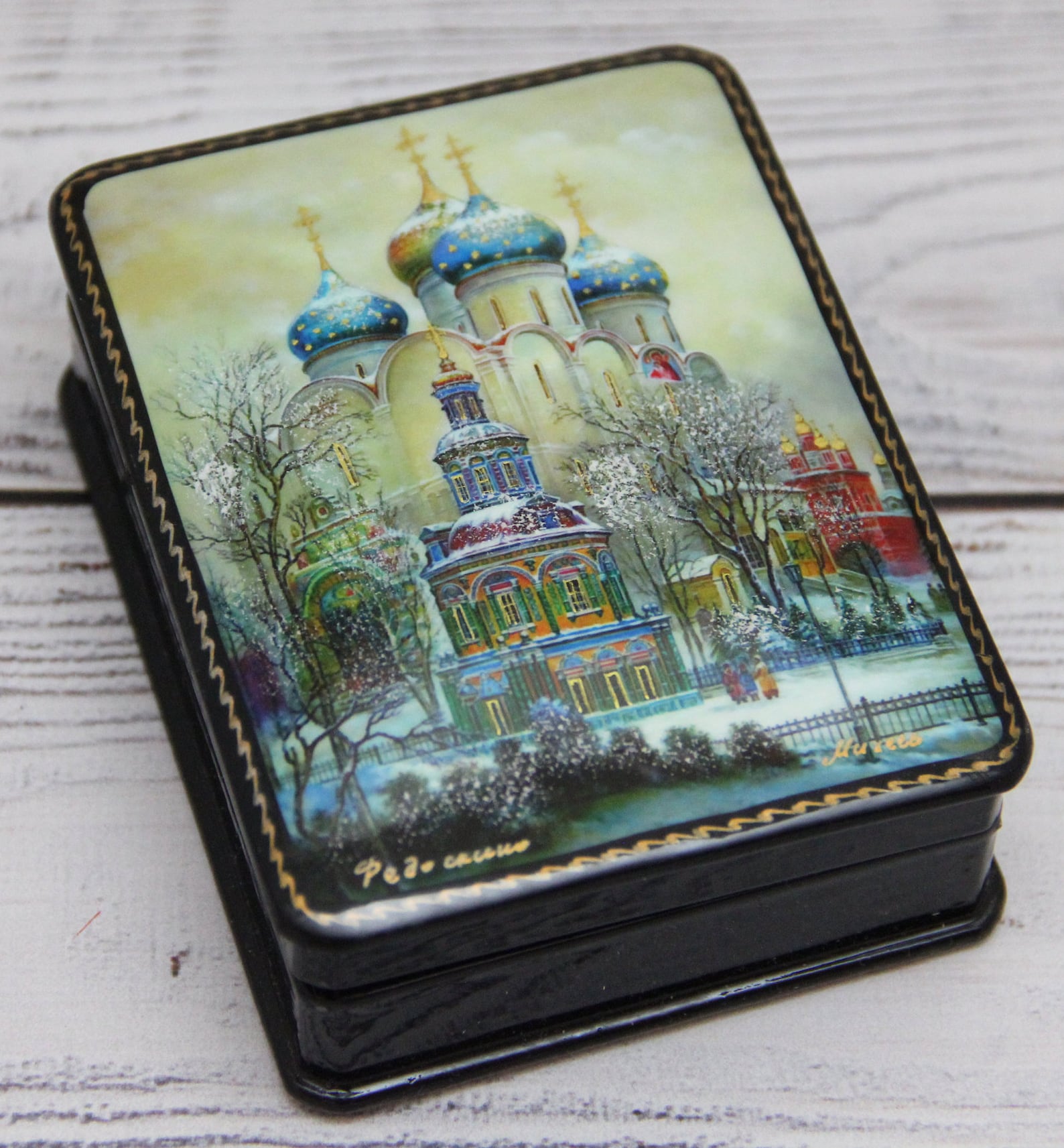 Russian Lacquer Box Palekh Art Painting School Church Handmade Etsy