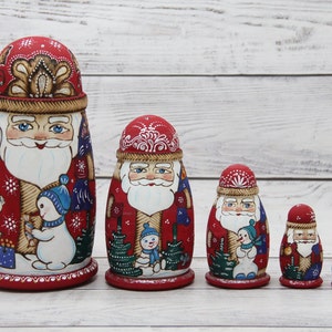 Weihnachtsmann Von Hand Bemalt Russische Matroschka Matrjoschka Puppen 10 Stück 