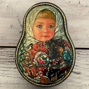 Caja de laca ucraniana, escuela de pintura artística Fedoskino, retrato, hecho a mano, caja de joyería, decoración del hogar, caja de regalo