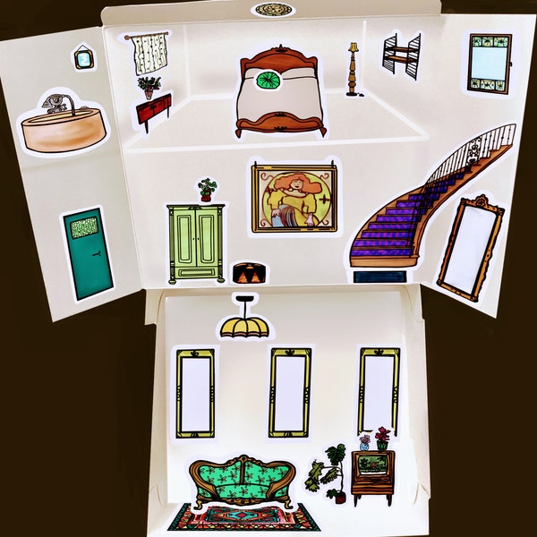 Printables - Dollhouse prints - Vintage interior - Printable download