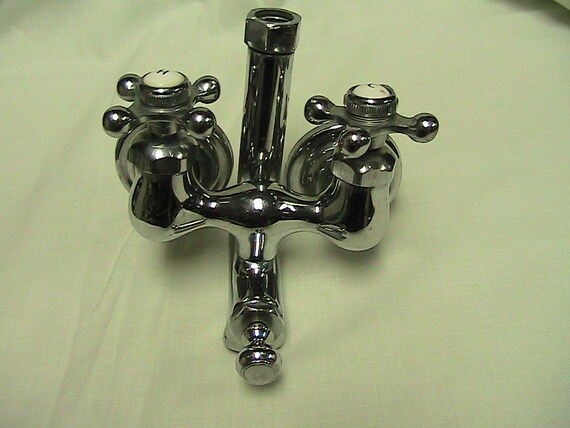 Vintage Chrome Claw Foot Tub Faucet With Shower Diverter Etsy