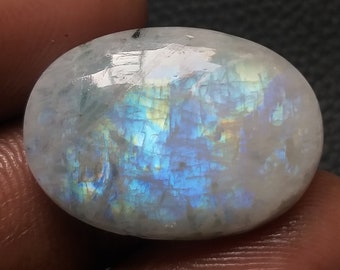 1 Piece MM Size 24x18x7 Natural Rainbow Moonstone Gemstone Blue Flash Quality Multy Rainbow Moonstone Wholesale Cabochon Gemstone Crt 22