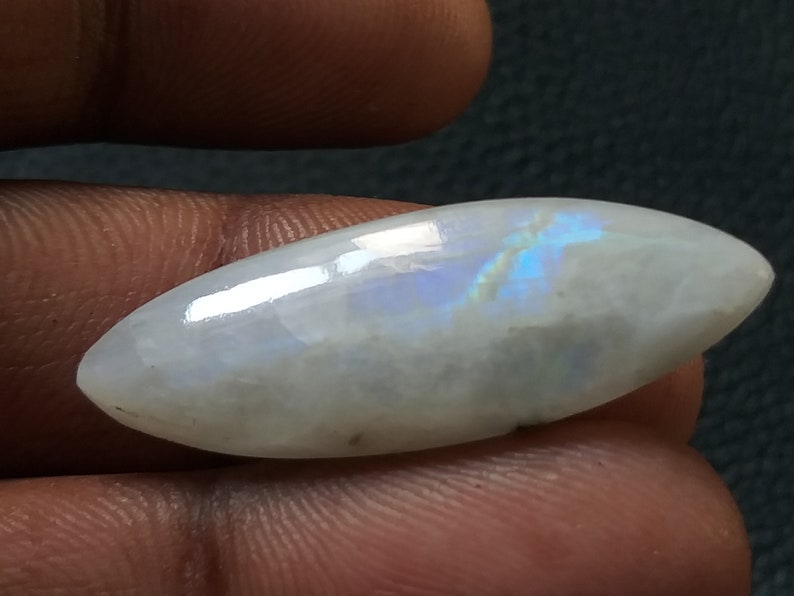 1 Piece MM Size 38x13x6 Natural Rainbow Moonstone Gemstone Blue Flash Quality Multy Rainbow Moonstone Wholesale Cabochon Gemstone Crt 22