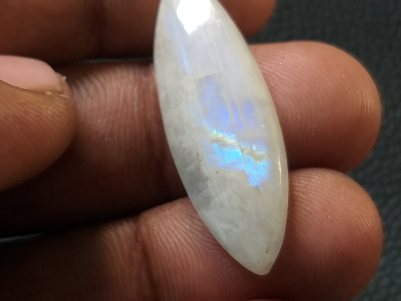 1 Piece MM Size 38x13x6 Natural Rainbow Moonstone Gemstone Blue Flash Quality Multy Rainbow Moonstone Wholesale Cabochon Gemstone Crt 22