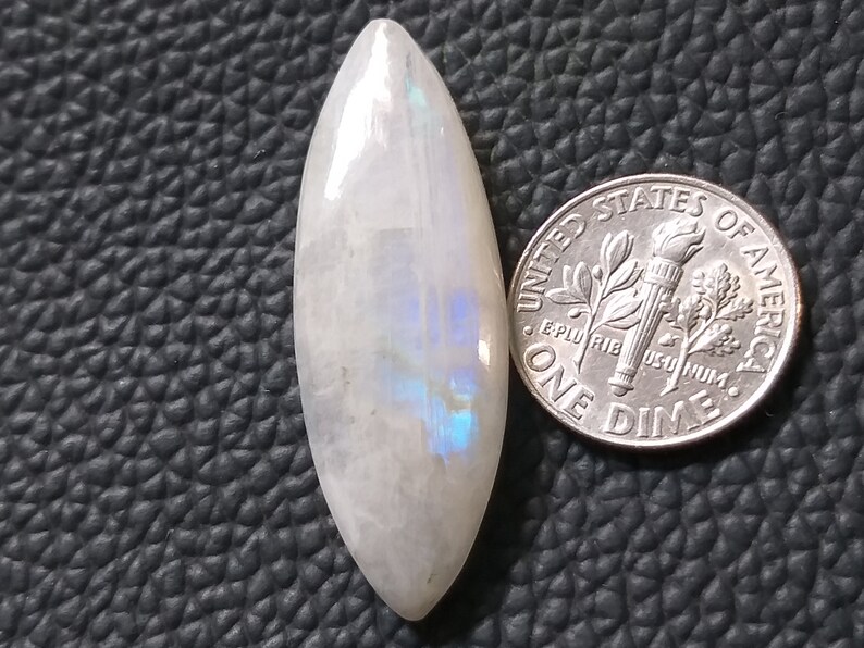 1 Piece MM Size 38x13x6 Natural Rainbow Moonstone Gemstone Blue Flash Quality Multy Rainbow Moonstone Wholesale Cabochon Gemstone Crt 22
