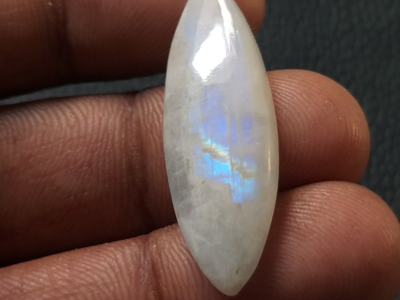 1 Piece MM Size 38x13x6 Natural Rainbow Moonstone Gemstone Blue Flash Quality Multy Rainbow Moonstone Wholesale Cabochon Gemstone Crt 22