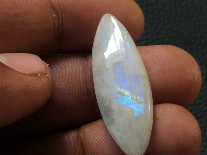 1 Piece MM Size 38x13x6 Natural Rainbow Moonstone Gemstone Blue Flash Quality Multy Rainbow Moonstone Wholesale Cabochon Gemstone Crt 22