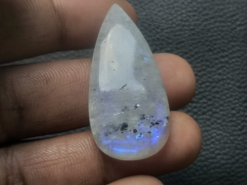 Rainbow Moonstone Gemstone Cabochon Blue Quality MM Size 46x22x6 Natural Cabochon Rainbow Moonstone Wholesale Cabochon Gemstone Crt 48
