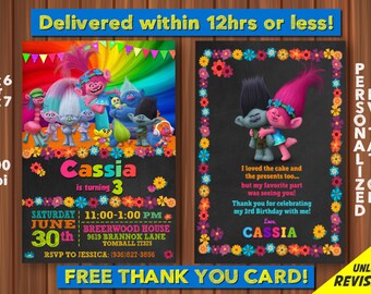 trolls invitations etsy