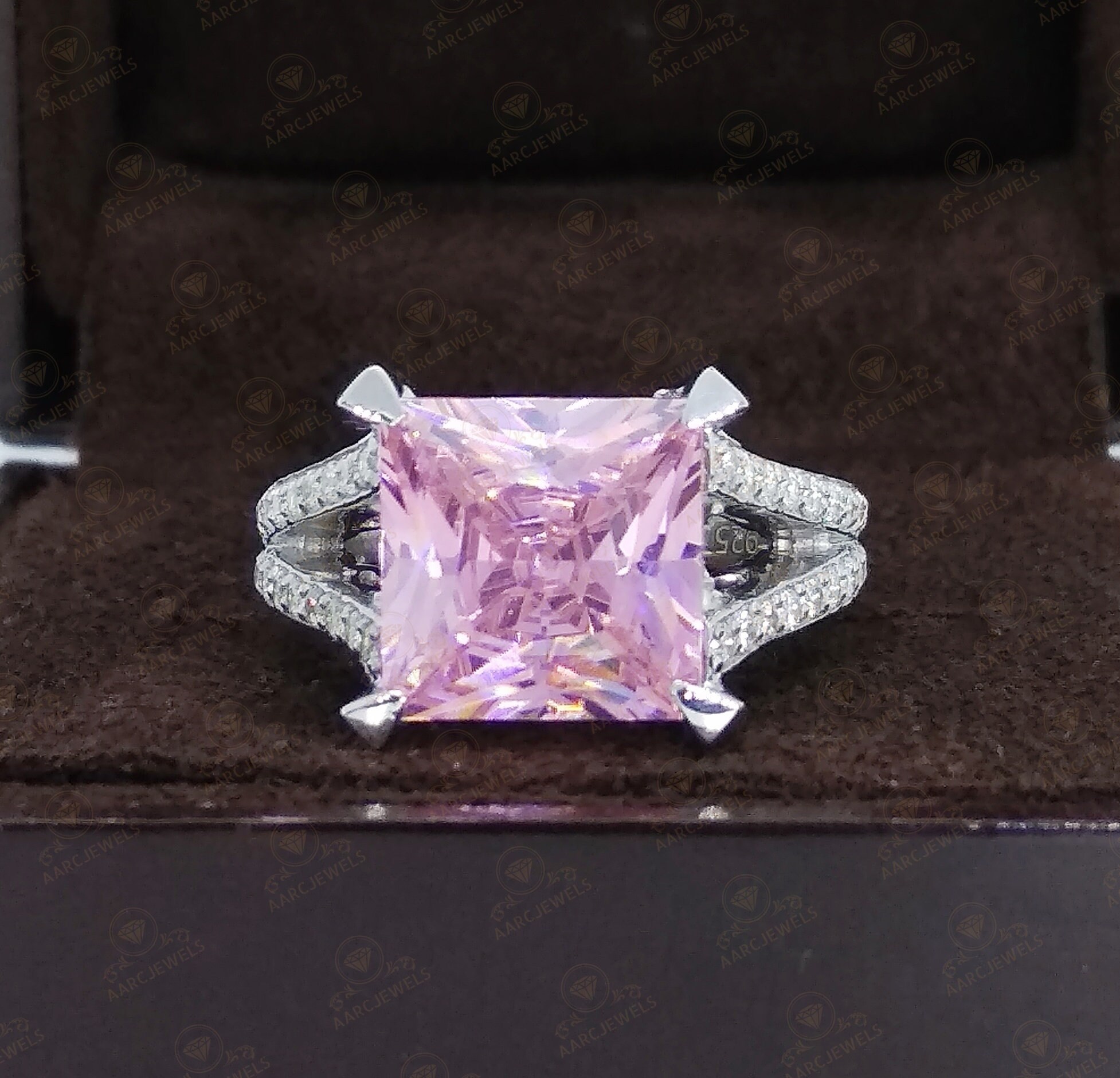 Beautiful 3.98 CT Pink Princess Cut Solitaire Cz Diamond Etsy