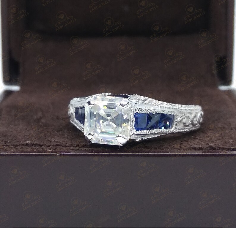 Blue Stone Ring Blue Sapphire Wedding Bridal Ring Round Shape Ring 2.40 ct Antique Ring. Vintage Art Deco Ring Solitaire Ring