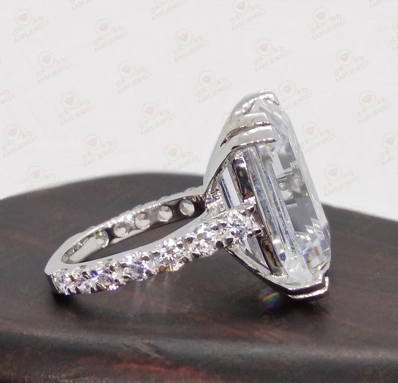Cocktail Ring Large Solitaire Ring Emerald Cut Solitaire Ring Wedding Ring For Womens 8.50 Ct Emerald Cut Cz Diamond Engagement Ring