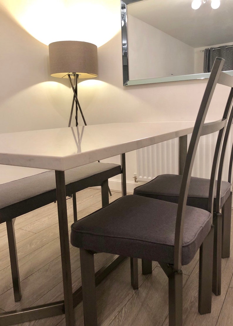 Carrera Quartz Granite Dining Table Steel Frame Table Only