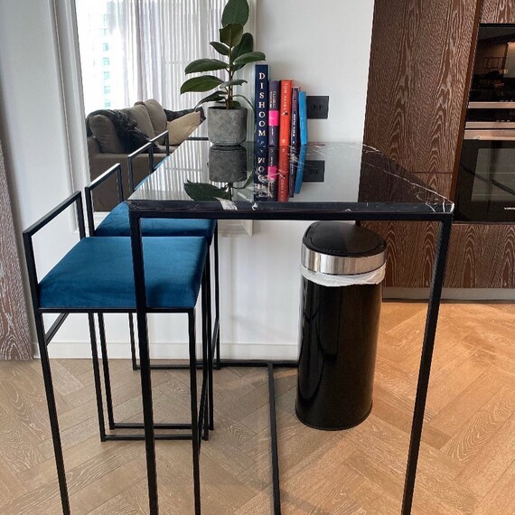 Marble Breakfast Bar Negro Marquinna Marble Matte Black Slimline