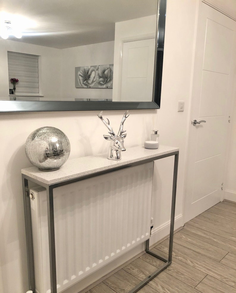 Chrome Marble Console Table and Radiator Cover White Marble Etsy