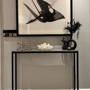 Concrete Console Table, Narrow Console table & Hallway Table, Matte Black Steel Frame (FULLY ASSEMBLED)