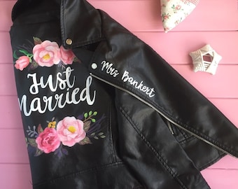 Bridal leather jacket, wedding leather jacket, wedding bride jacket