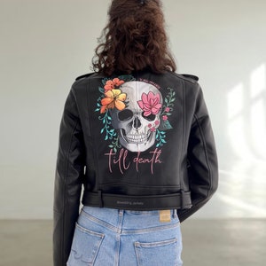 Painted leather jacket, Bride jacket, wedding jacket, bridal leather jacket, mrs jacket, personalized bride jacket, custom jacket for bride.