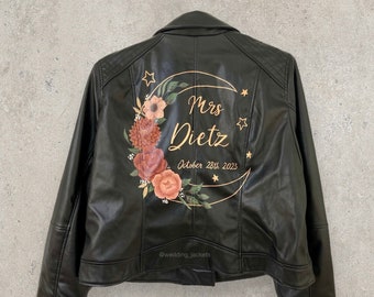 Chaqueta de cuero para boda, chaqueta de novia personalizada, chaqueta de cuero para novia