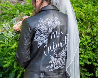 Bridal leather jacket, wedding leather jacket, bride jacket, custom bride jacket