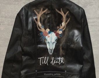 Painted Leather Jacket, Custom Biker Jacket, Motorcycle Jacket, Gift For Her, Birthday Gift, Handmade Gift, Unique Gift, Personalized Gift.