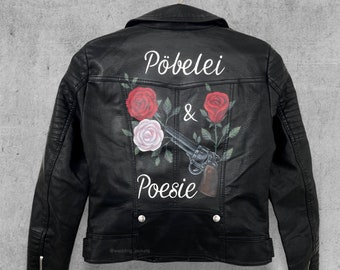 Chaqueta de cuero pintada, chaqueta nupcial personalizada, Bride Or Die, chaqueta de dama de honor, regalo para dama de honor, regalo para la madrina, regalo personalizado.