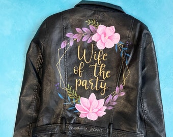 Chaqueta Wifey, Chaqueta de cuero pintada, Chaqueta nupcial, Futura novia, Regalo nupcial, Chaqueta de boda, Chaqueta personalizada para la Sra., Futura Sra.