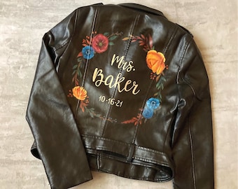 Leather Bride Jacket, Bride To Be Gift, Future Mrs, Bridal Jacket, Custom Wedding Jacket, Mrs Jacket, Bridal Gift, Fall Wedding.