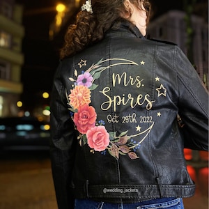 Veste en cuir de mariage, veste de mariée personnalisée, cadeau de mariée