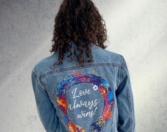 Bride jean jacket, Painted custom denim jacket, wedding jean jacket, mrs denim jacket, wife jean jacket, something blue, bridal gift.
