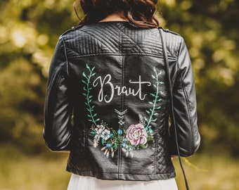 Bride jacket, hand painted leather jacket