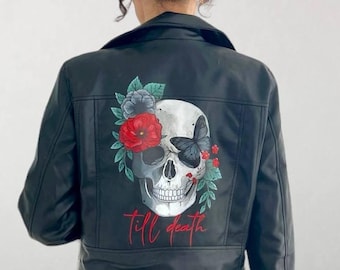Bridal jacket, painted leather jacket, bridesmaid jacket