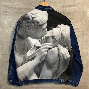 Painted denim jacket, Personalized jacket, hand painted jacket, custom jean jacket, custom design jacket.