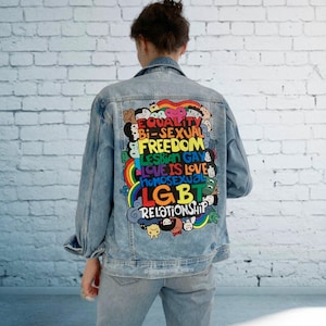 Personalized gift, Painted jean jacket, custom painted denim jacket, personalized jacket.